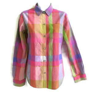 Theory Multicolor Plaid Button Down Shirt